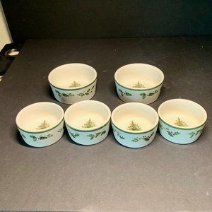Christopher Radko Christmas ceramic bowls - set of 6 - 2 big, 4 small NWT